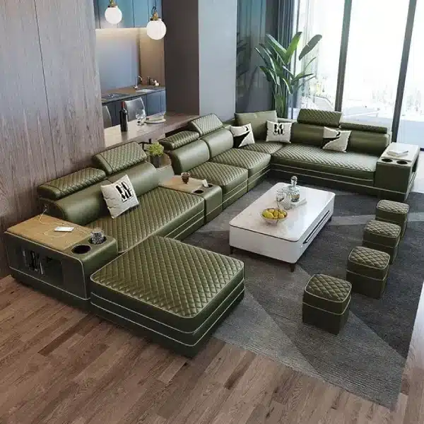 U-Shaped Leather Sofa in UAE